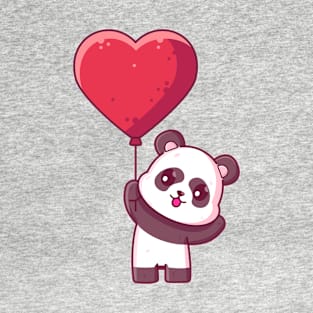 Cute panda holding love balloon T-Shirt